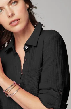 Cotton-Gauze One-Pocket Shirtdress