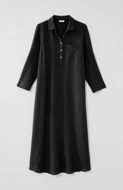 Cotton-Gauze One-Pocket Shirtdress
