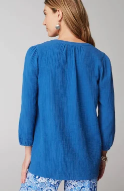Cotton-Gauze Popover Top