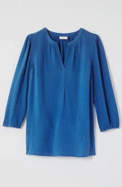 Cotton-Gauze Popover Top