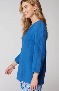 Cotton-Gauze Popover Top