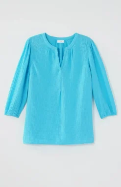 Cotton-Gauze Popover Top