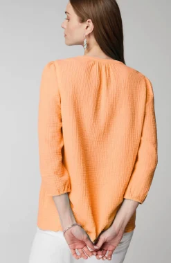 Cotton-Gauze Popover Top