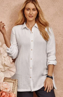 Cotton-Gauze Split-Hem Tunic