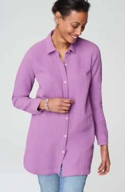 Cotton-Gauze Split-Hem Tunic