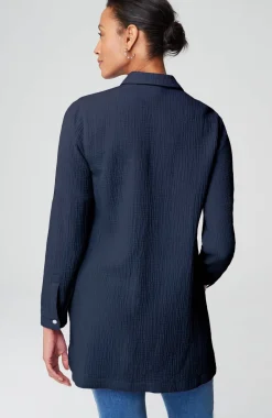 Cotton-Gauze Split-Hem Tunic