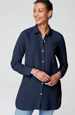 Cotton-Gauze Split-Hem Tunic