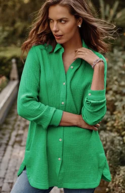 Cotton-Gauze Split-Hem Tunic
