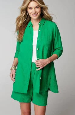 Cotton-Gauze Split-Hem Tunic