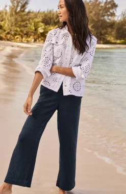 Cotton-Gauze Straight-Leg Crops