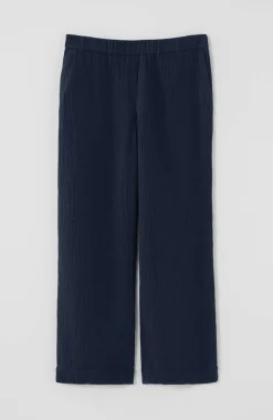 Cotton-Gauze Straight-Leg Crops