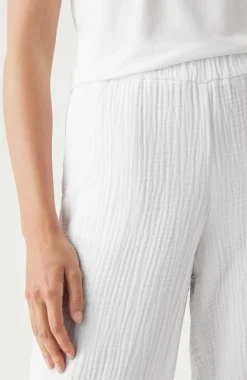 Cotton-Gauze Straight-Leg Crops