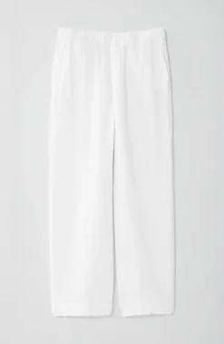 Cotton-Gauze Straight-Leg Crops