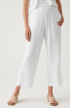 Cotton-Gauze Straight-Leg Crops