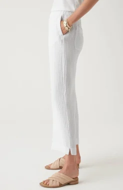 Cotton-Gauze Straight-Leg Crops