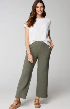 Cotton-Gauze Straight-Leg Crops