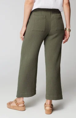 Cotton-Gauze Straight-Leg Crops