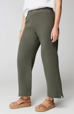 Cotton-Gauze Straight-Leg Crops