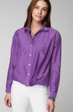 Cotton-Silk Twist-Front Top