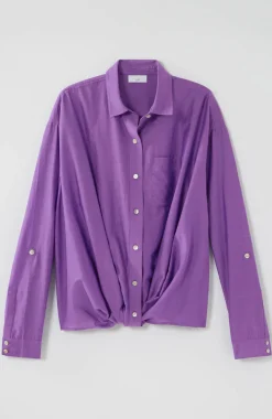 Cotton-Silk Twist-Front Top