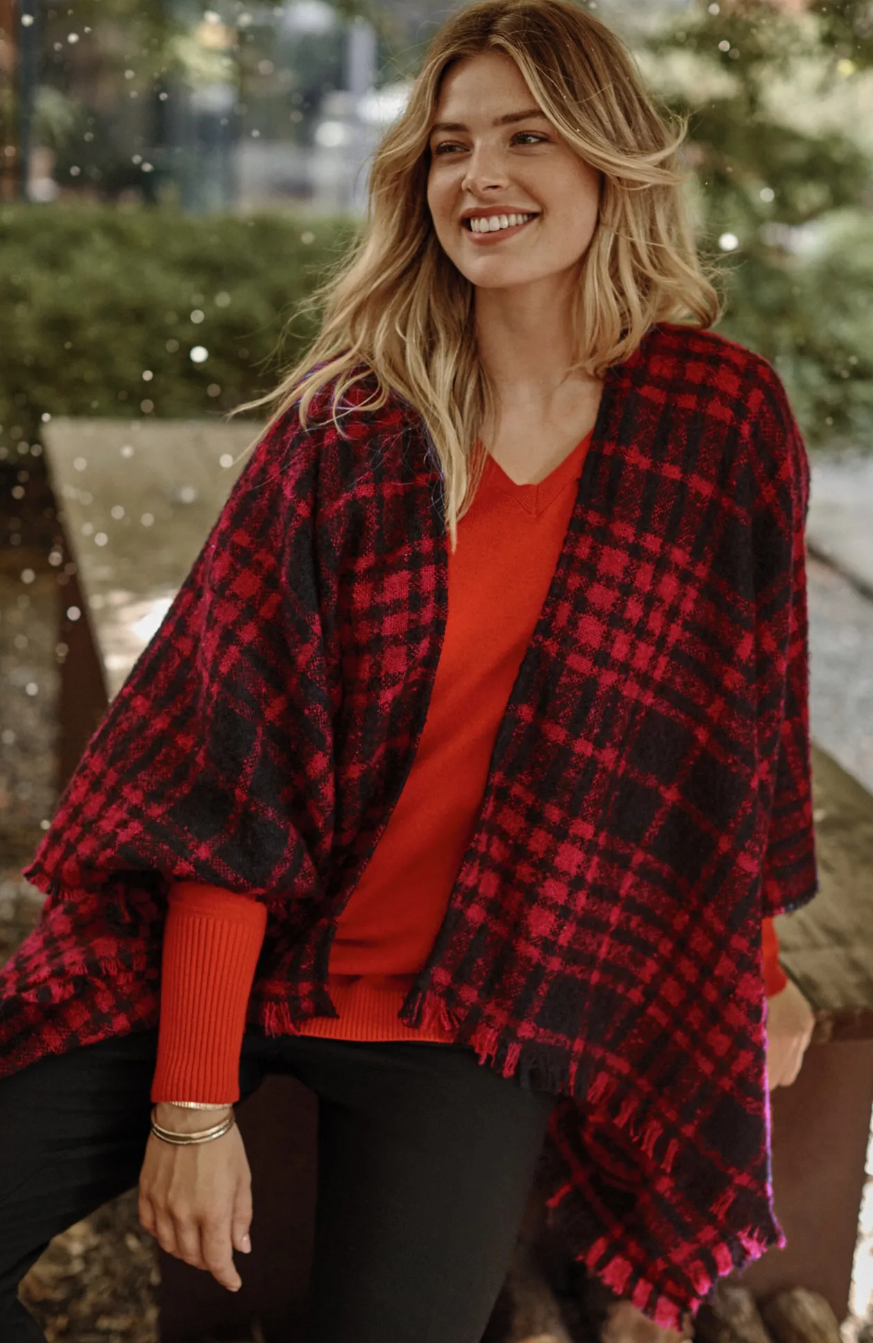 Cozy Plaid Blanket Ruana