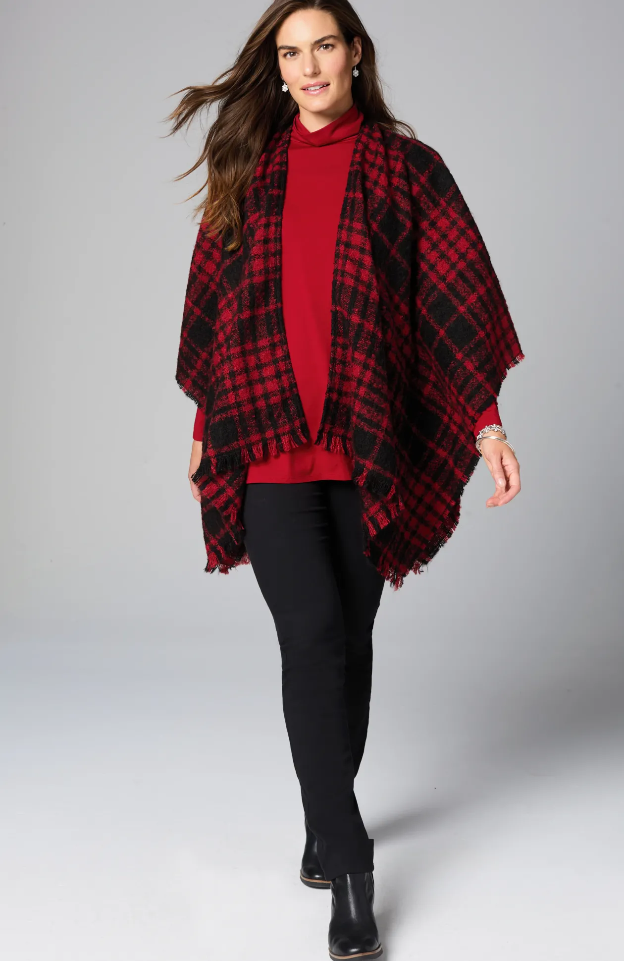 Cozy Plaid Blanket Ruana