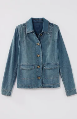 Curved-Hem Denim Jacket