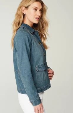 Curved-Hem Denim Jacket