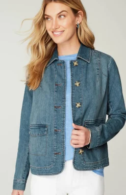Curved-Hem Denim Jacket