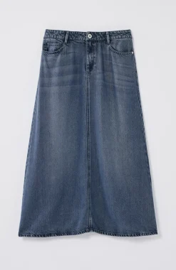 Denim A-Line Maxi Skirt