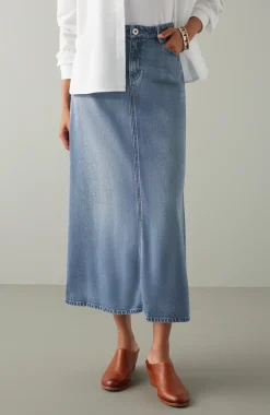 Denim A-Line Maxi Skirt