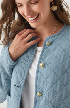 Diamond-Quilted Curved-Hem Jacket