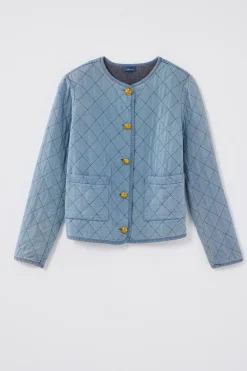 Diamond-Quilted Curved-Hem Jacket