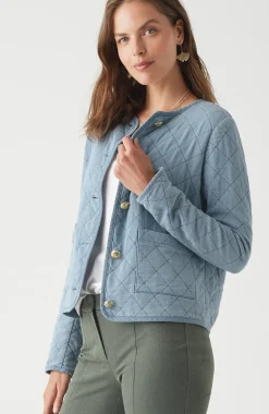 Diamond-Quilted Curved-Hem Jacket
