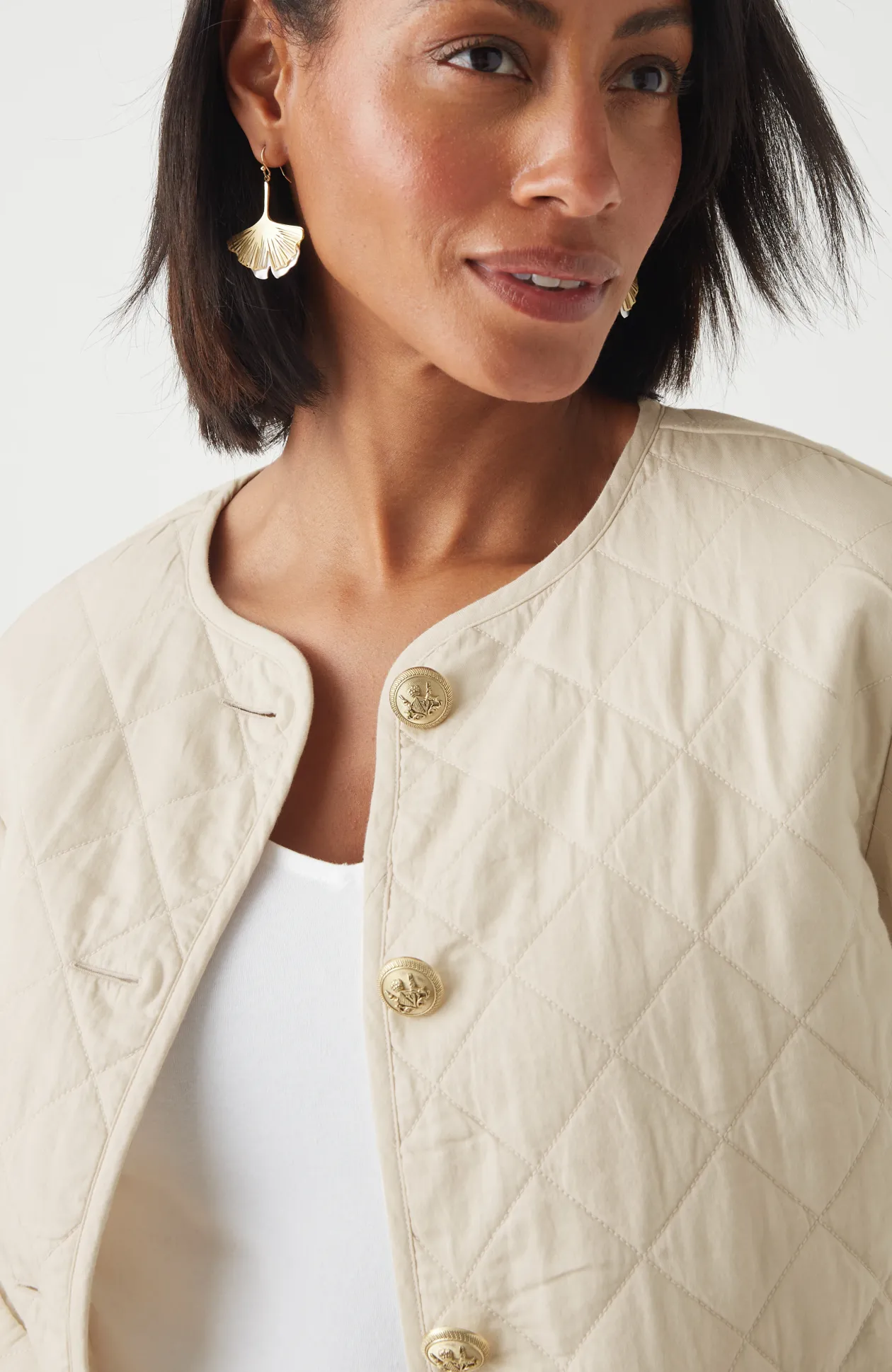 Diamond-Quilted Curved-Hem Jacket