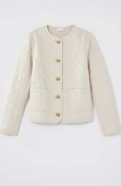 Diamond-Quilted Curved-Hem Jacket