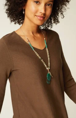 Easy Fringed-Hem V-Neck Tunic