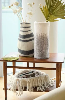 Elements Felt Frayed Round Bowl