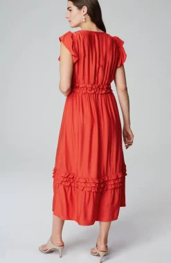 Elevated Ruffle-Trimmed Midi Dress