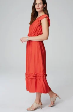 Elevated Ruffle-Trimmed Midi Dress