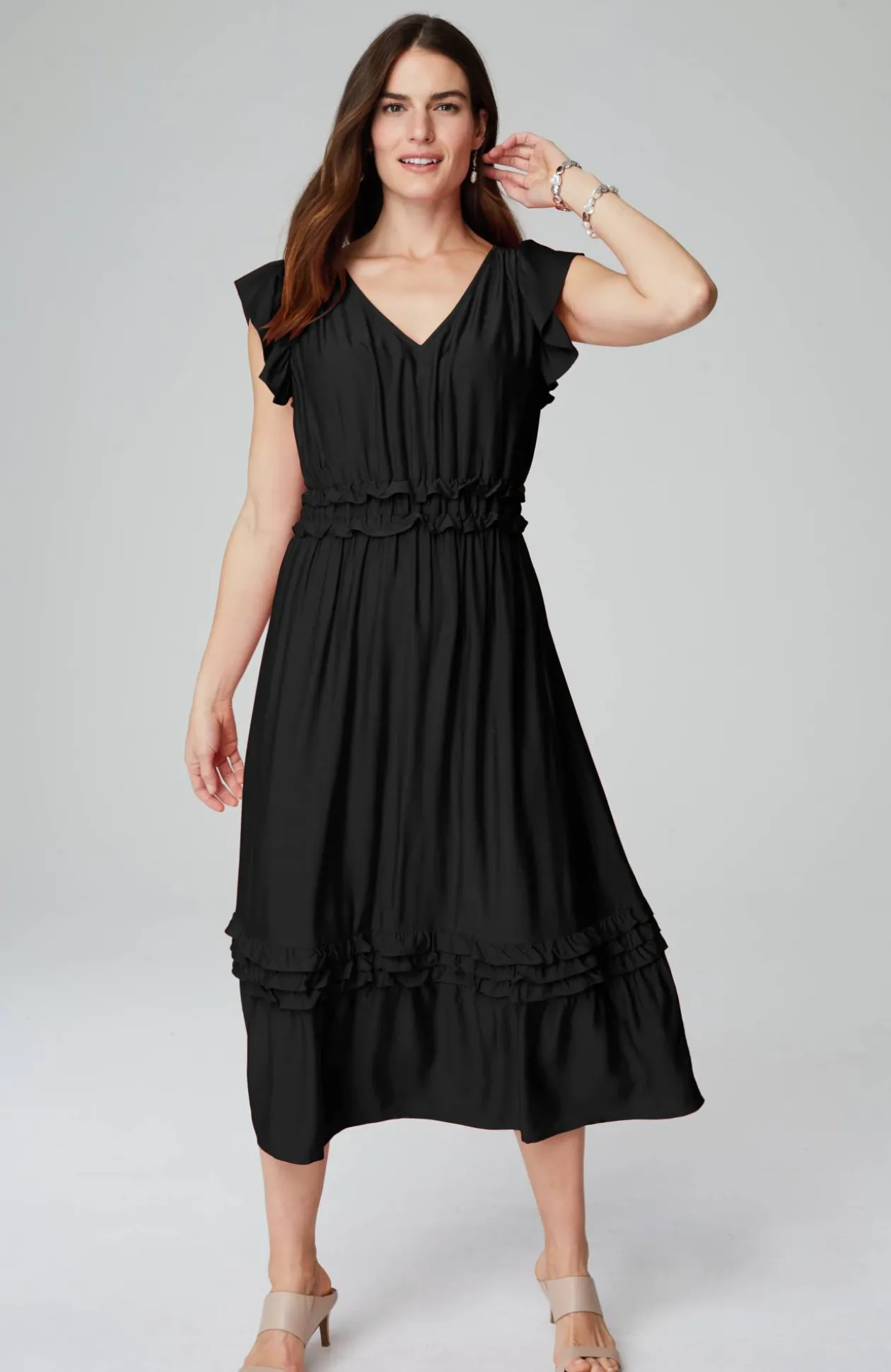 Elevated Ruffle-Trimmed Midi Dress