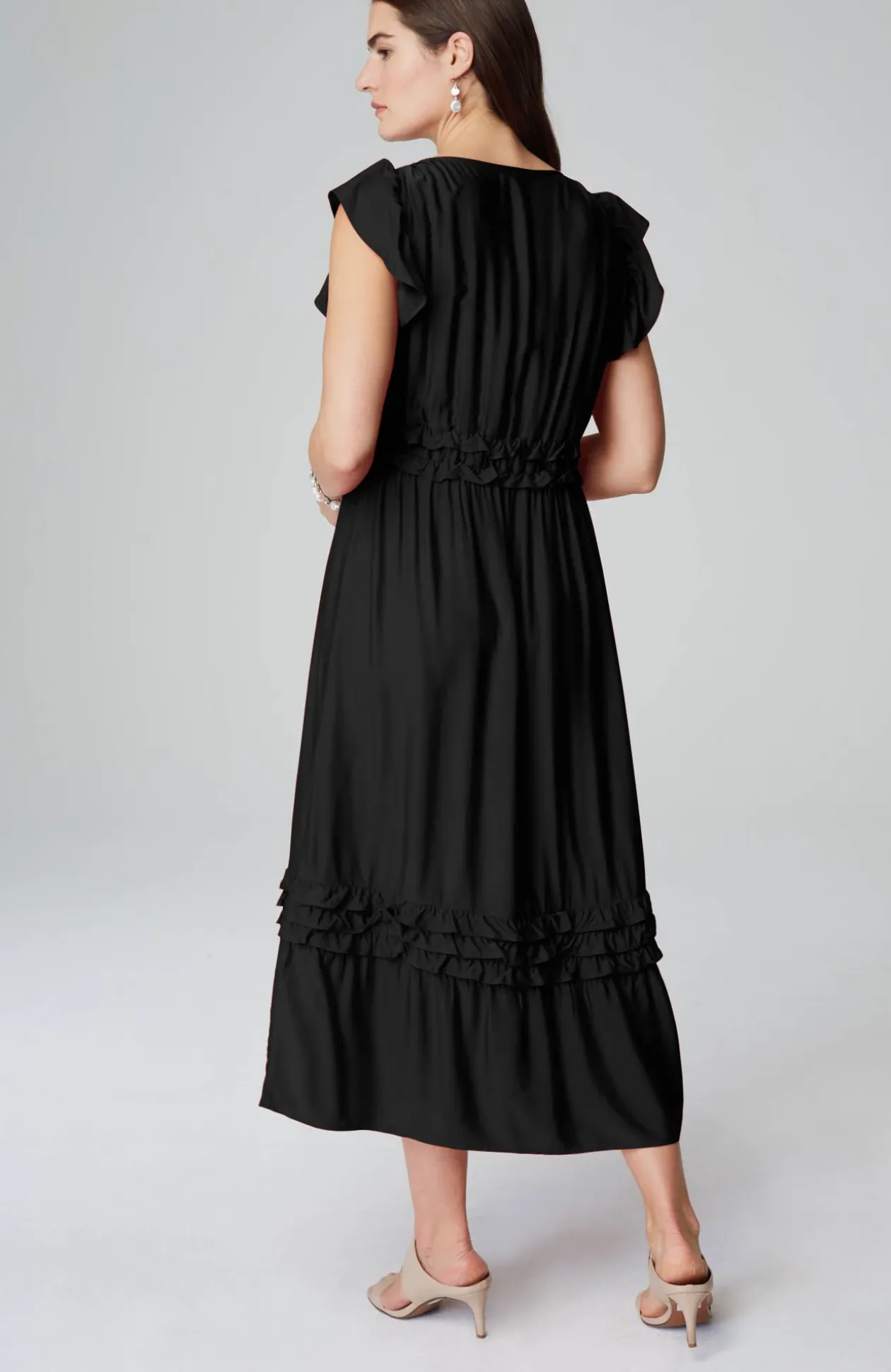 Elevated Ruffle-Trimmed Midi Dress