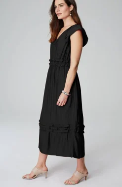 Elevated Ruffle-Trimmed Midi Dress