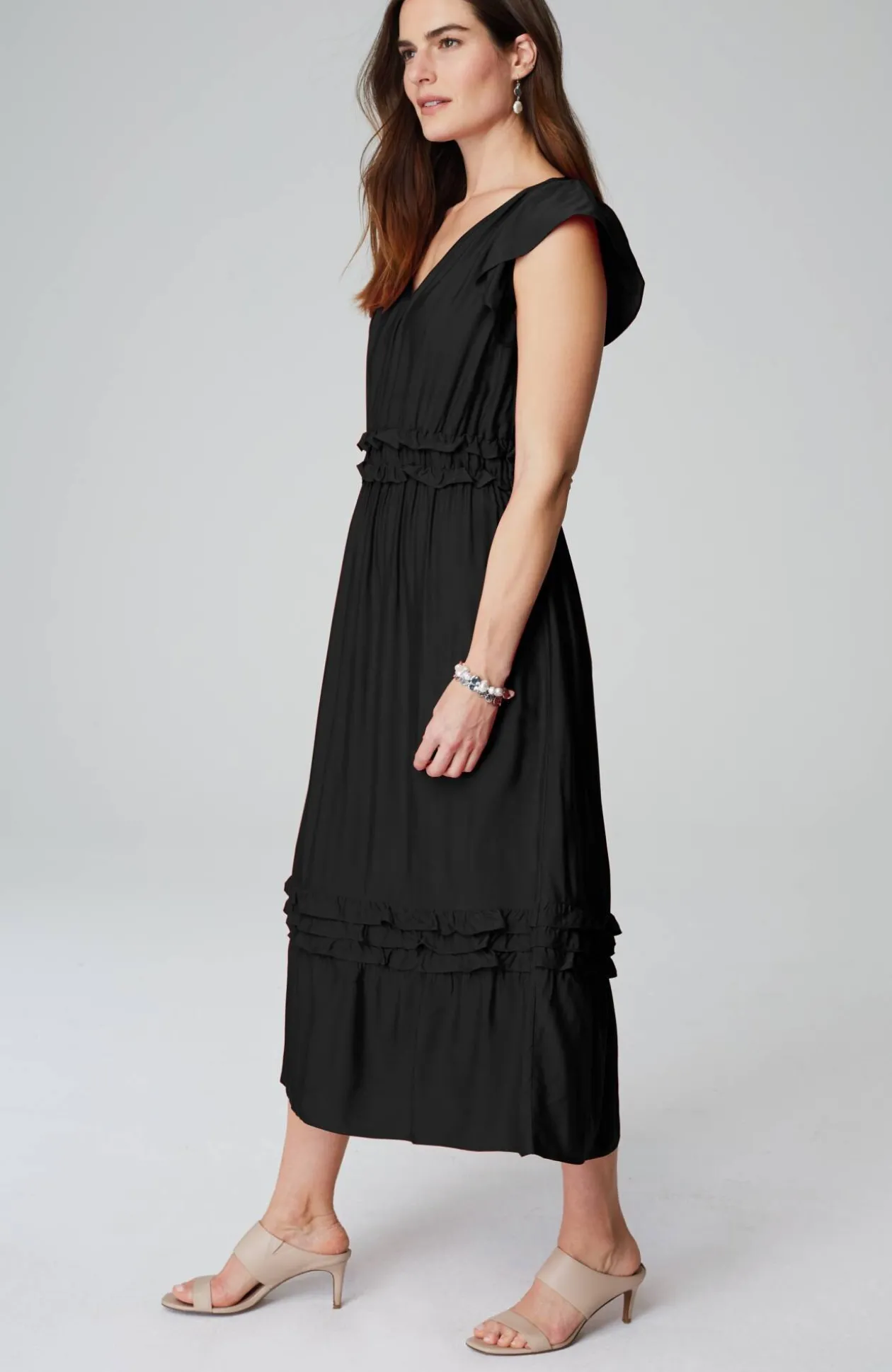 Elevated Ruffle-Trimmed Midi Dress