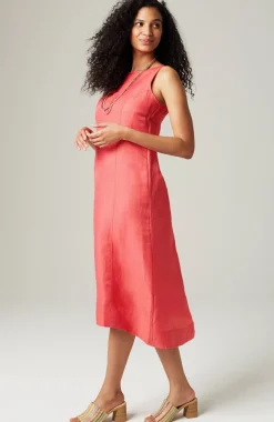 Elliptical-Hem A-Line Midi Dress