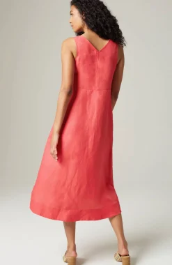 Elliptical-Hem A-Line Midi Dress