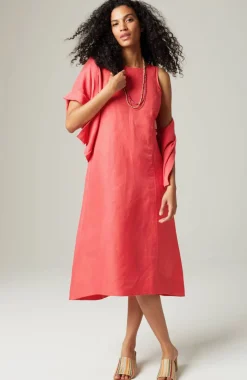 Elliptical-Hem A-Line Midi Dress