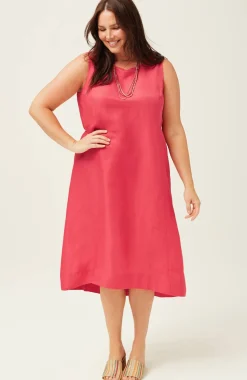 Elliptical-Hem A-Line Midi Dress