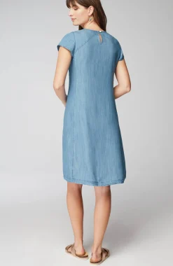 Embroidered Indigo A-Line Dress
