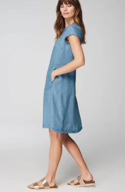 Embroidered Indigo A-Line Dress